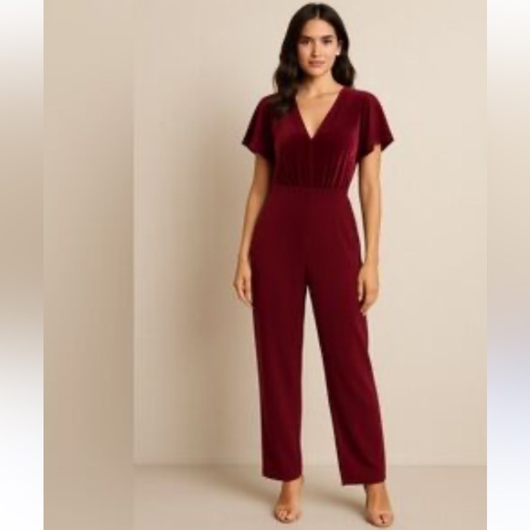 White House Black Market Deep Red Jumpsuit - Picture 1 of 9